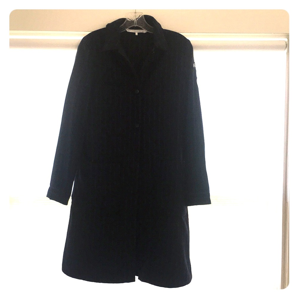 Zara Navy Pin Stripe Military patch Coat